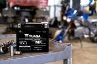 YUASA Commercial Vehicle - Motorcycle fitting photography, shot on location, Abingdon