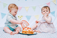 Twins turn One! - Smash the cake, family photo shoot, Wiltshire